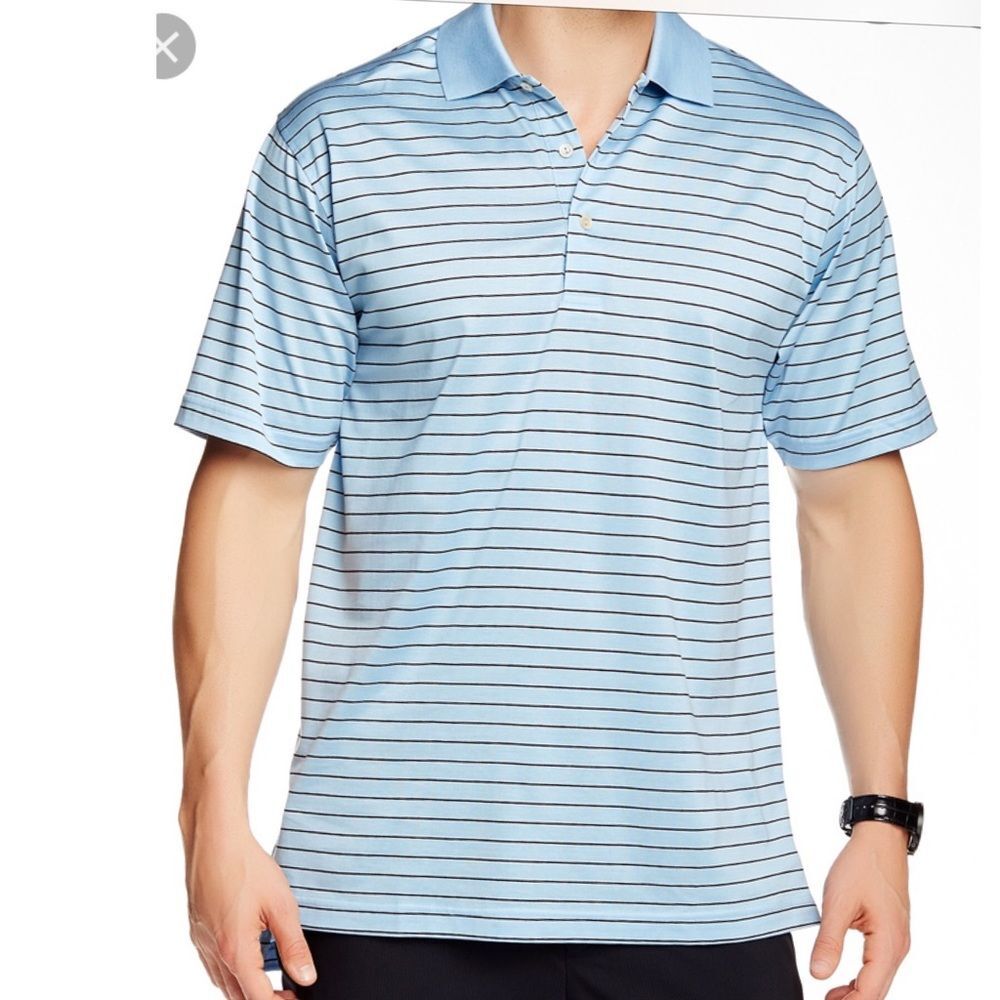 Peter Millar Blue Striped‎ Casual Polo Shirt L